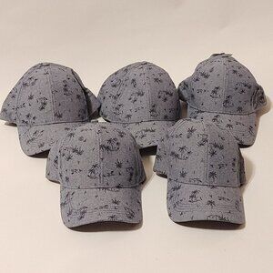 TROPICAL Baseball Cap Men's One Size Palm Trees Denim Look Groomsmen LOT of 5